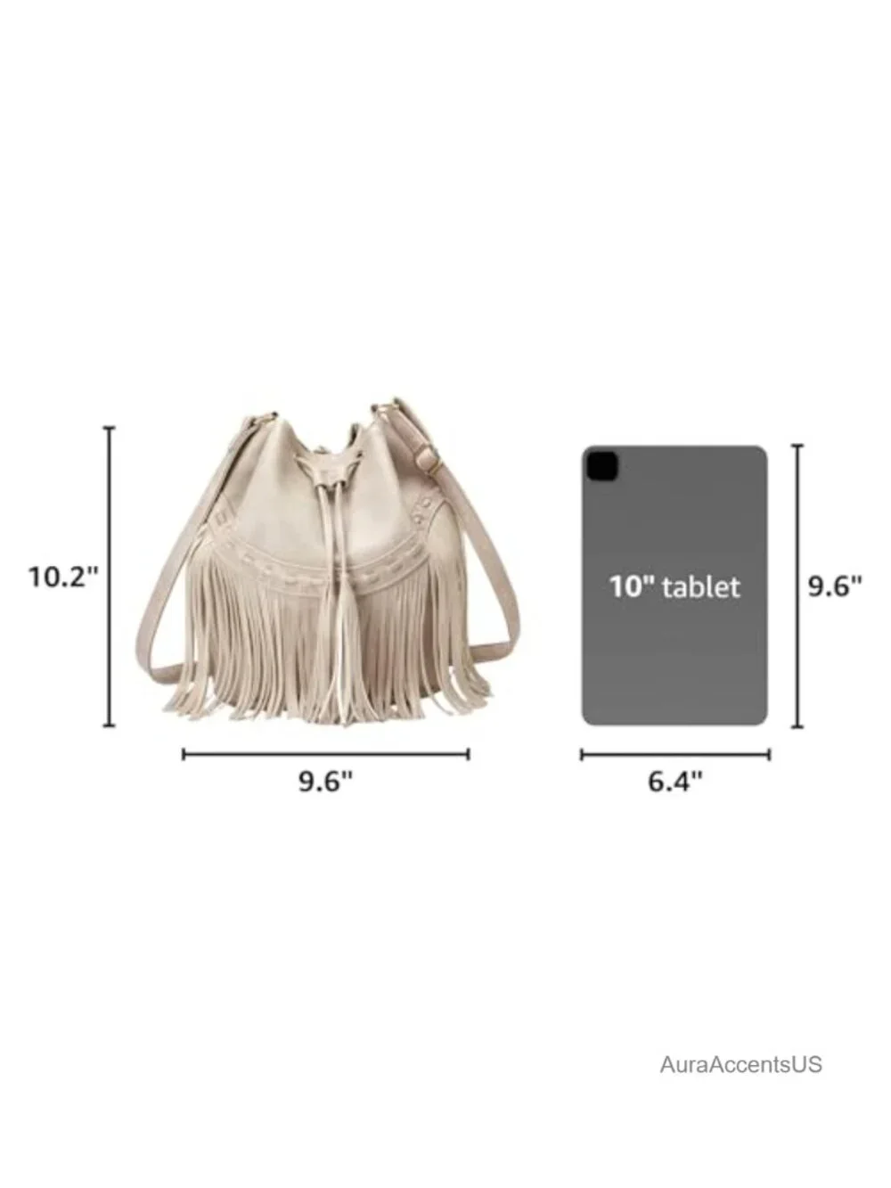 Vegan Leather Bucket Bag Women Crossbody Fringe Tassel Hobo Shoulder Purse